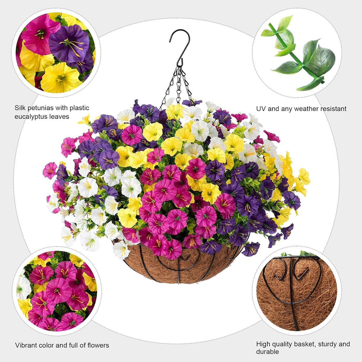 Ivydale 2 Set Artificial Fake Hanging Flowers Plants Baskets for Outdoors Out...