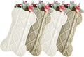 18 Inch Christmas Stockings,Ivory and Khaki Knit Bulk Double Side Vintage Dog Xmas Stockings for Family Dogs Pets,4 Pack