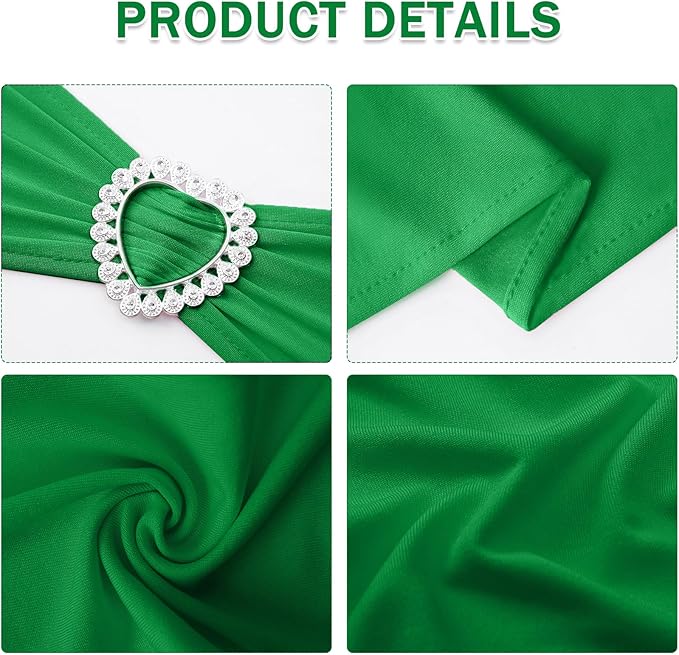 Howhic Pack of 120 Spandex Chair Sashes Bows Stretch Chair Cover Band with Buckle Slider Universal Elastic Chair Ties for Wedding Banquet Party Event Decoration (Emerald)