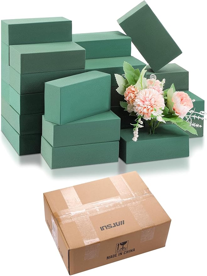 Marsui 30Pcs Floral Foam Blocks Dry and Wet Florist Foam Brick Flower Arrangements Supplies for Fresh and Artificial Flowers Craft Plant Filler Decoration, Green(3.2 x 5.5 x 1.8 Inch)