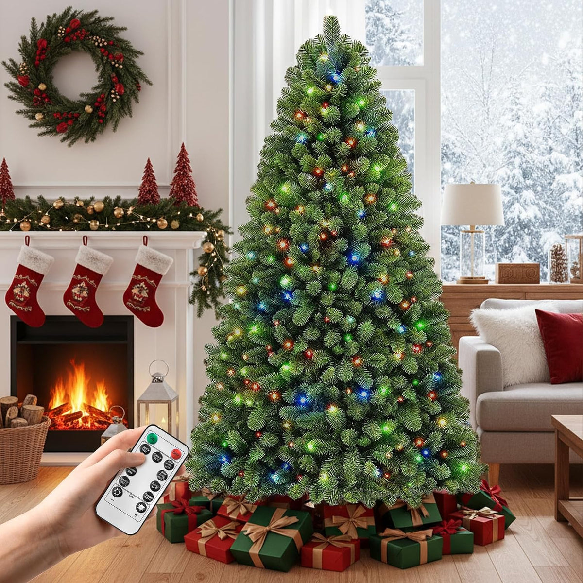 6ft pre-lit christmas tree with remote control &, main product view