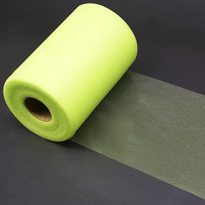 Lime Green Tulle Fabric Rolls 6 Inch by 100 Yards (300 feet) Fabric Spool Tulle Ribbon for DIY Tutu Bow Halloween Decorations Baby Shower Birthday Party Wedding Christmas Craft Supplies