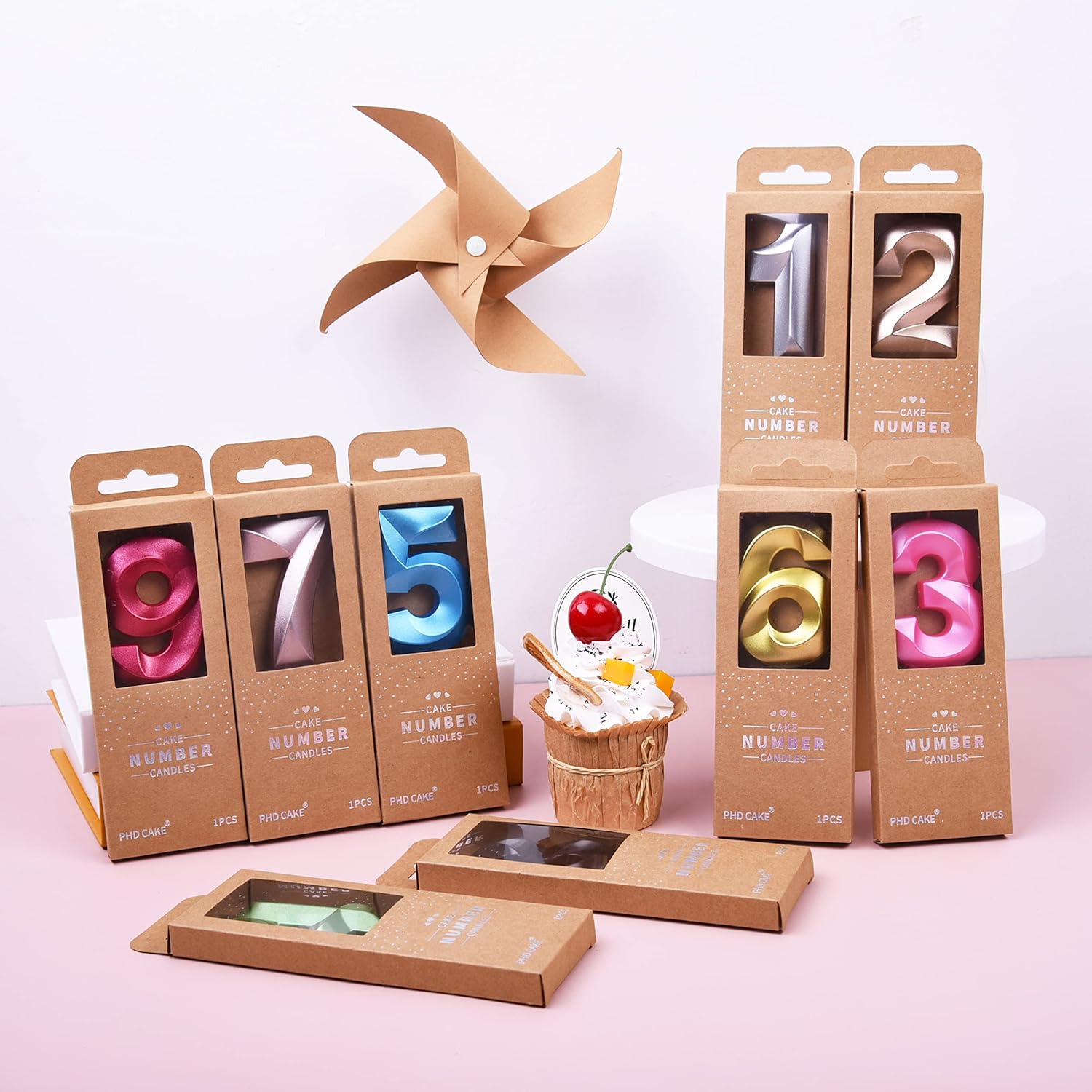 PHD CAKE 2.76 Inch Diamond Gold 1 Number Birthday Candles, Gold Number Candles, Cake Number Candles, Party Celebration