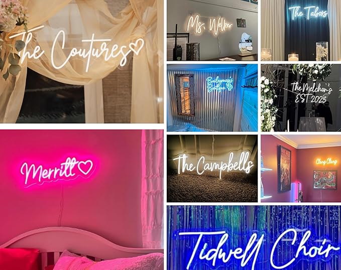Custom Neon Sign, Neon Sign Customizable for Birthday Wedding Party Gift,Bar Personalized Neon Sign for Wall Decor Length 10inch to 60inch