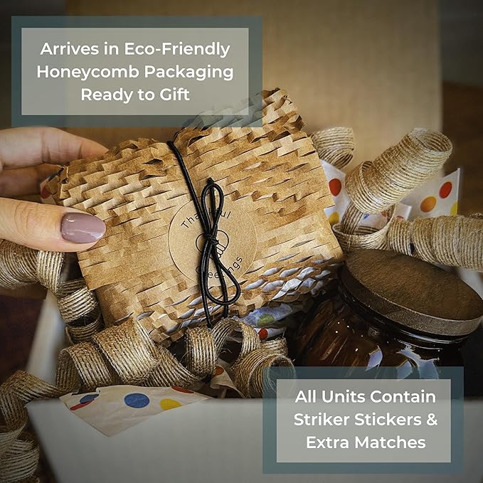 Thankful Greetings 2" Matches in 3 Glass Bottles Cork Top, Striker Stickers Included | 60 Matchsticks Color of Your Choice | Decorative Safety Matches w/Small Glass Holder | Gifts & Home Decor