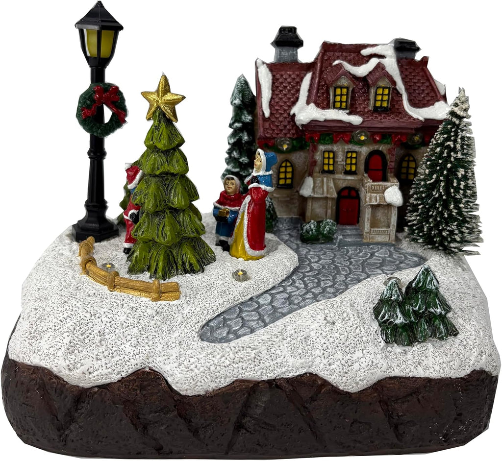 christmas village houses scene christmas indoor decorations village, close-up detail