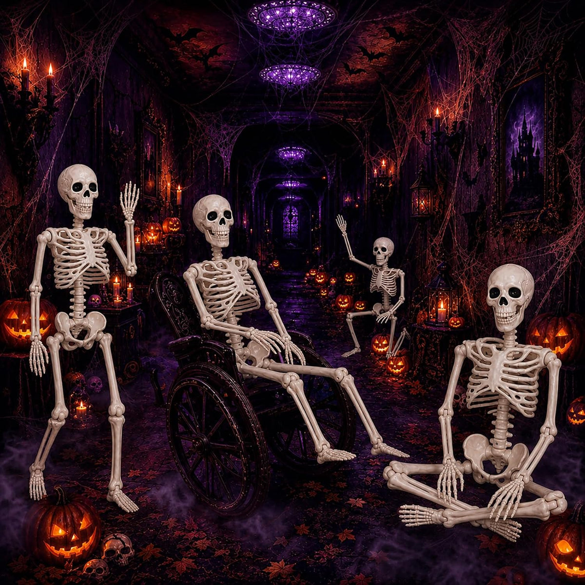 abakuku 2 pack 36" halloween skeleton decorations,human bones on a desk or shelf
