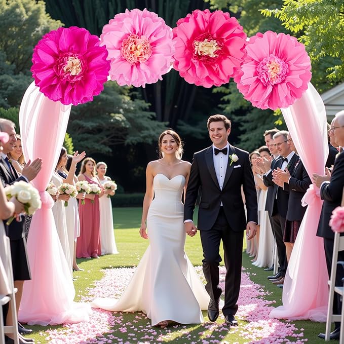 SUNBEAUTY 20" Giant Hot Pink Tissue Paper Flowers - 4 PCS Large Crepe Tissue Fiesta Flowers Party Birthday Decorations Sunset Autumn Thanksgiving Wedding Backdrop Bridal Baby Shower Nursery Wall Decor