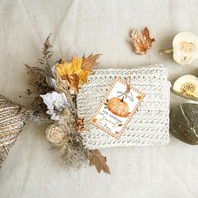 50pcs Thanksgiving Gift Tags with String, Autumn Pumpkin Thank You Tags for Birthday and Baby Shower Party Favors Decoration(Pumpkin)