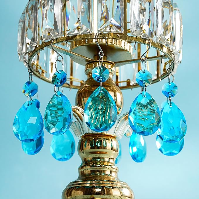 H&D HYALINE & DORA 3Inch Crystal Suncatcher Bauhinia Prisms Pendants 10Pcs Chandelier Crystals Replacement Hanging Sun Catcher Beads for DIY Arts Crafts Decor (Lake Blue)