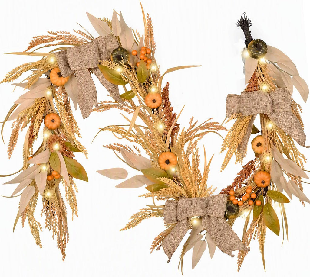 decorbyhannah 6ft fall garland for mantle with lights, main product view