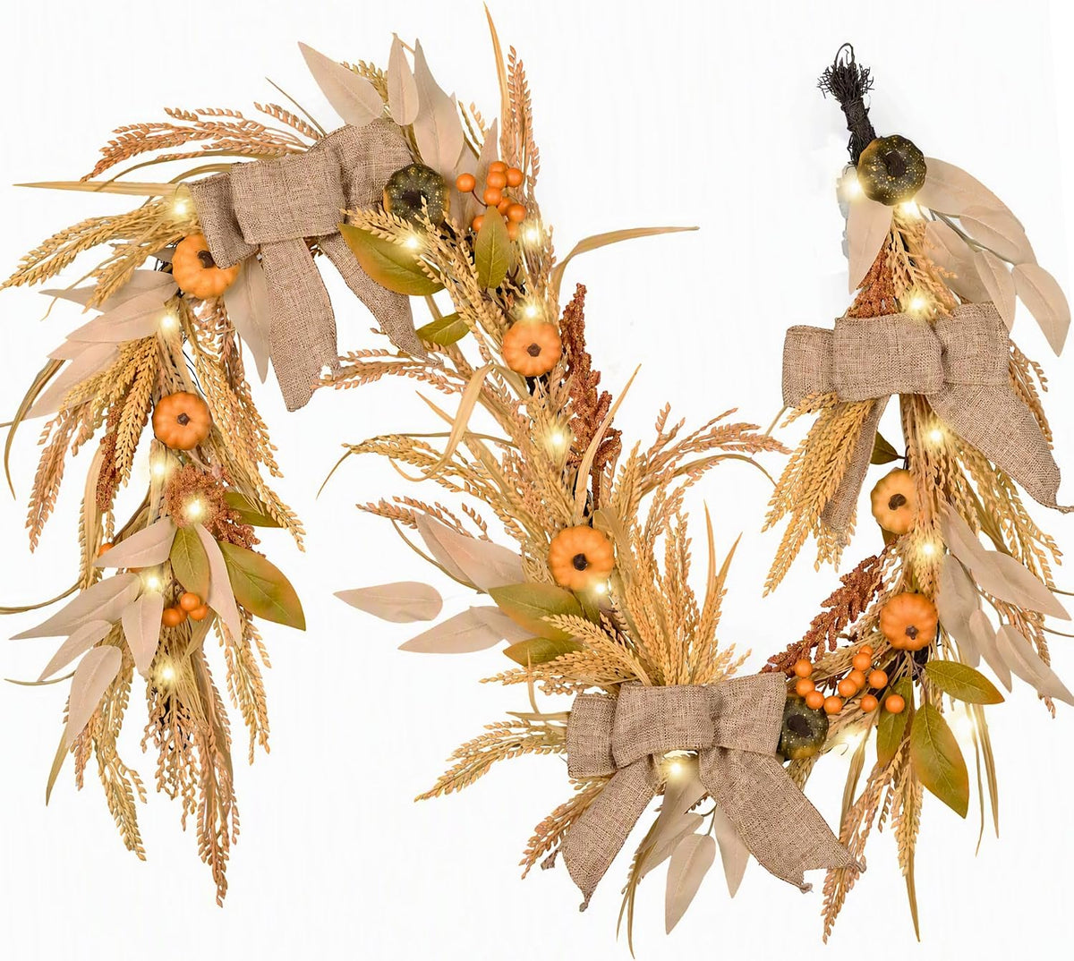 decorbyhannah 6ft fall garland for mantle with lights, main product view