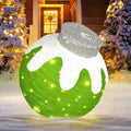 outdoor christmas ornaments, lighted pop-up holiday ball decoration, main product view