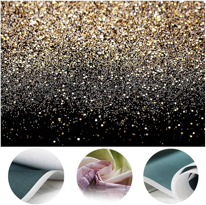 SJOLOON Black and Gold Backdrop Gold Spots Backdrop Vinyl Photography Backdrop Vintage Background for Family Birthday Party Newborn Studio Props 11547 (12x10FT)