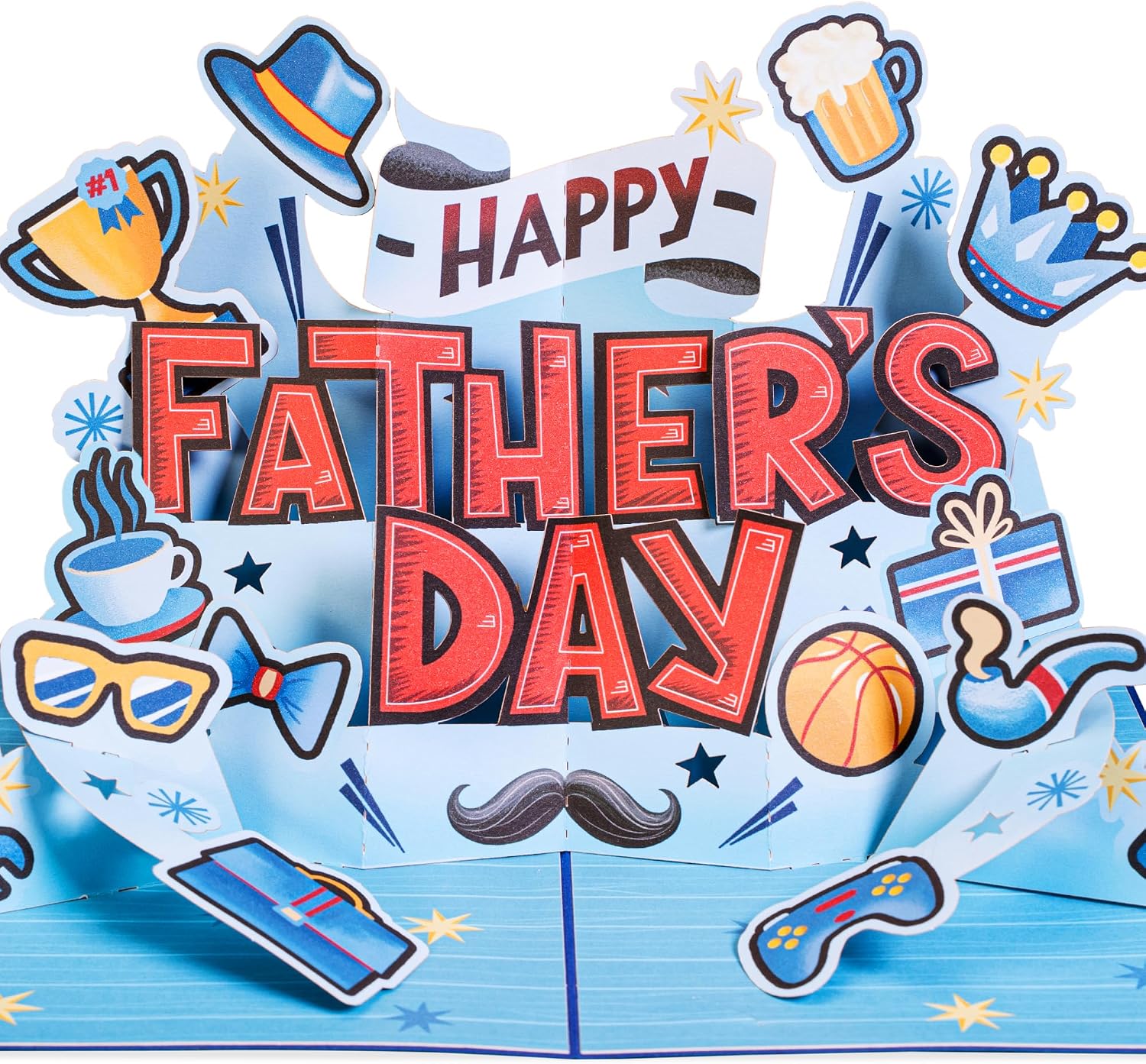 Paper Love 3D Pop Up Father's Day Card, To The Greatest DAD Ever, Gift for Dad, Husband, Son & Anyone, 5" x 7" Includes Envelope & Note Tag