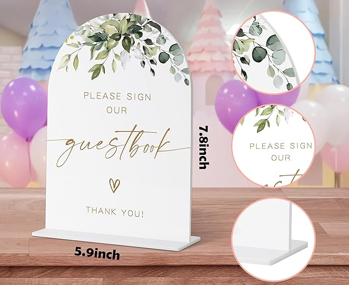 Please Sign Our Guestbook Sign, Greenery Gold Bridal Shower Decor, Wedding Guest Book Alternative, Wedding Signs for Ceremony and Reception, Acrylic Decor, Bachelorette Party Favors-32
