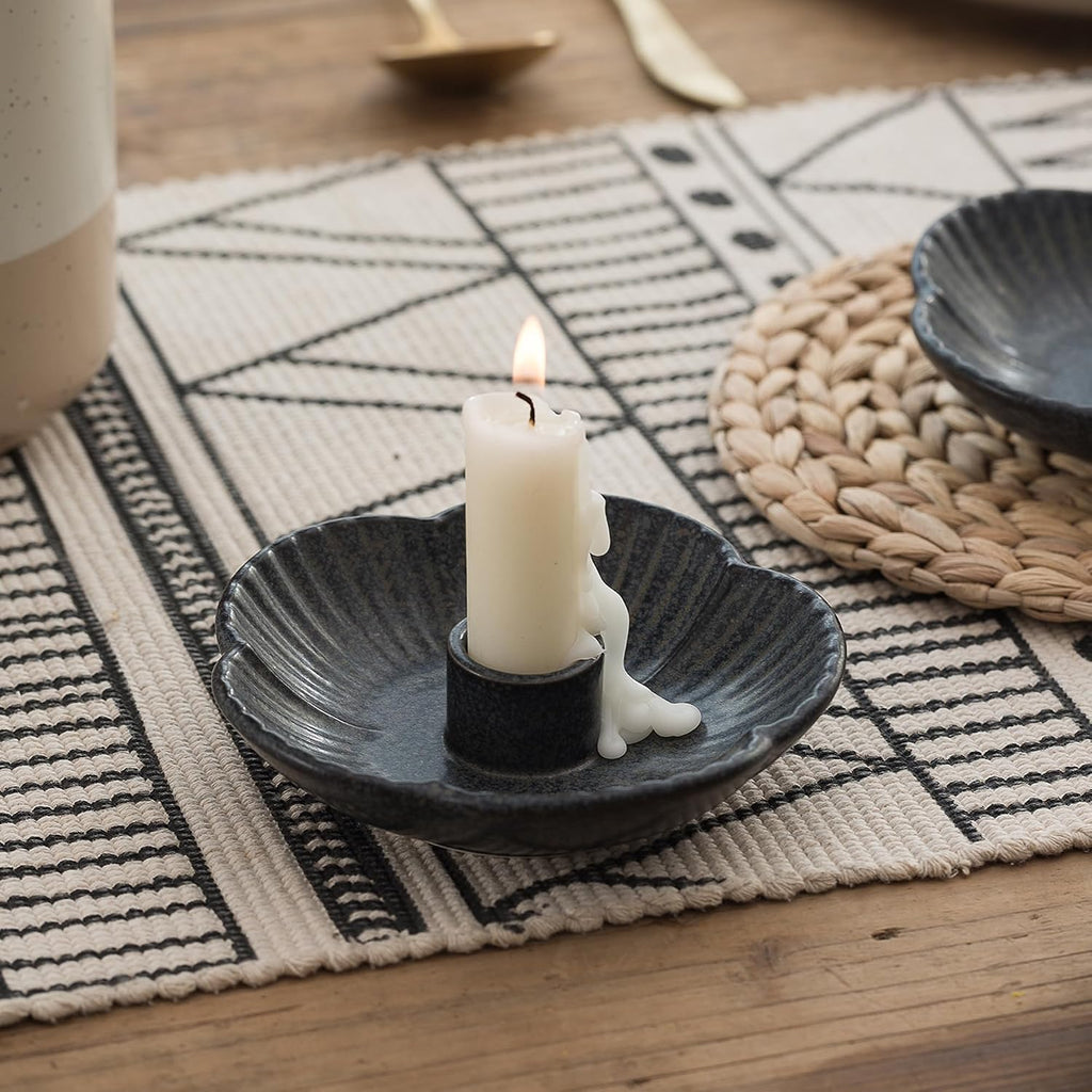 BEUNAIZER Ceramic Flower Candle Holder, 4.7 in Tabletop Tray for Home Decor | Holds incense or palo santo when you want a calm room setting for reading, meditation, relaxing or evening routines.