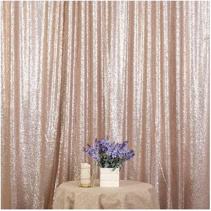Poise3EHome 6FT x 8FT Sequin Photography Backdrop Curtain for Party Decoration, Champagne