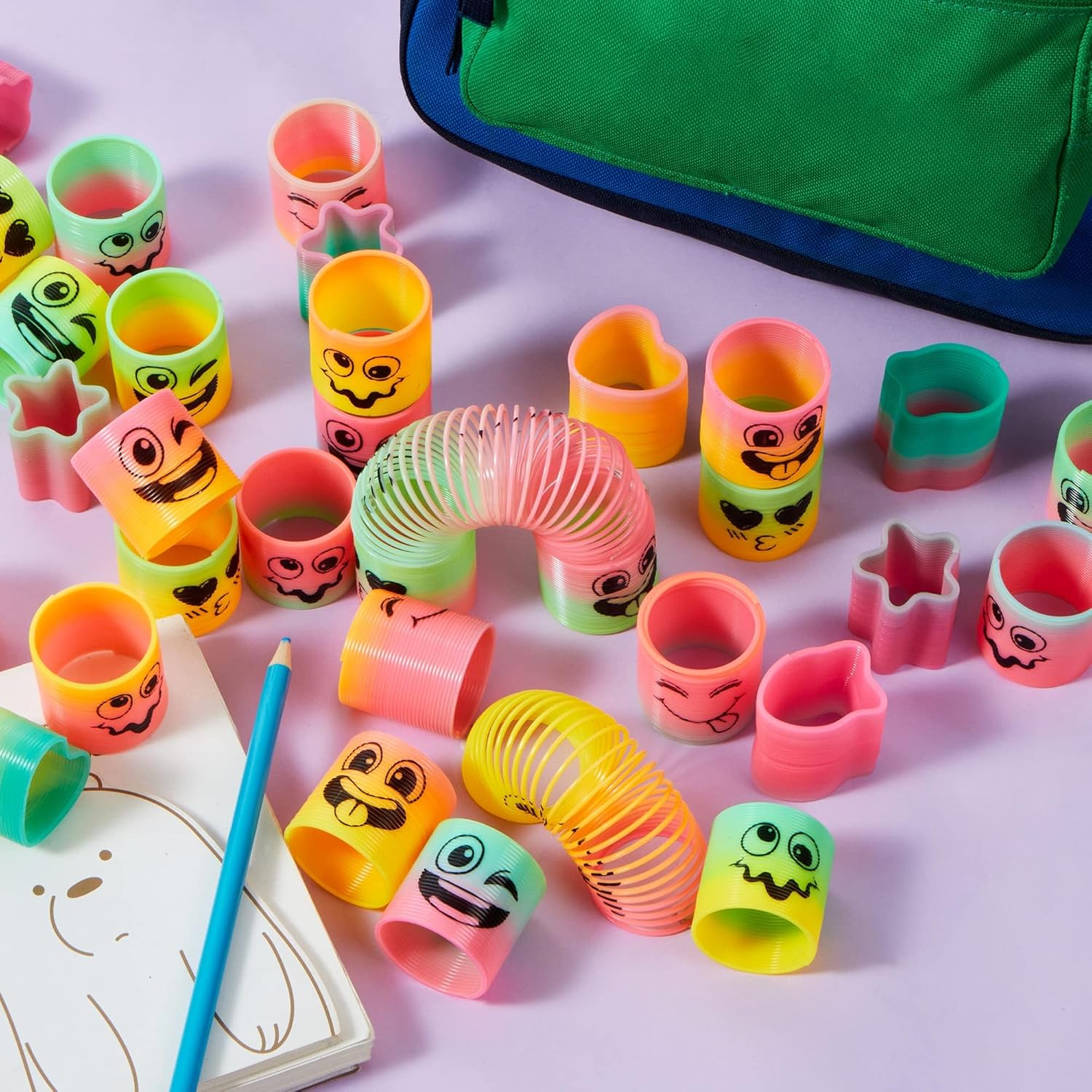 JOYIN 30 Pcs Spring Rainbow Party Favor, Mini Plastic Coil Spring Toy, Fidget Stress Coil Mini Springs Bulk Toys for Carnival Prize Birthday, Classroom Goodie Bag Stuffers