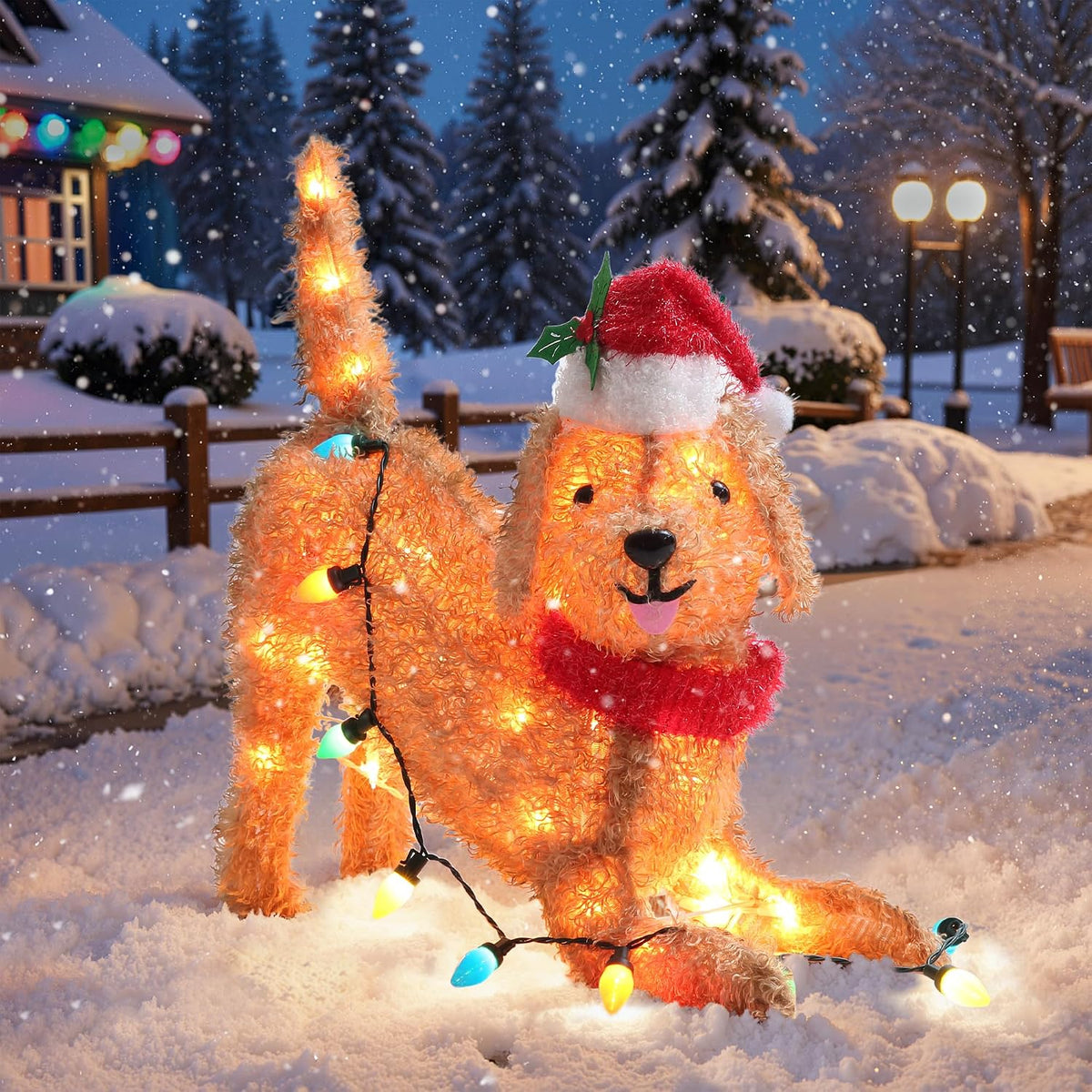 genimo dog outdoor christmas decorations, 50 warm white, main product view