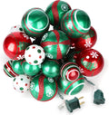 AIRIVO Grinch Christmas Tree Ball Ornaments with Lights 28ft, 25 Bulb Shatterproof String Lights End to End Connectable for Indoor & Covered Outdoor Christmas Decor