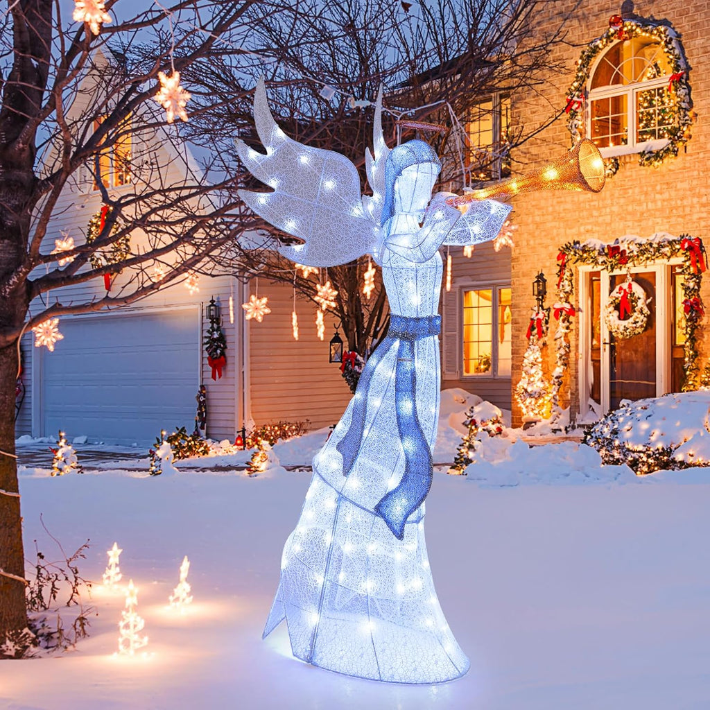 tangkula 5 ft christmas lighted angel with trumpet, main product view