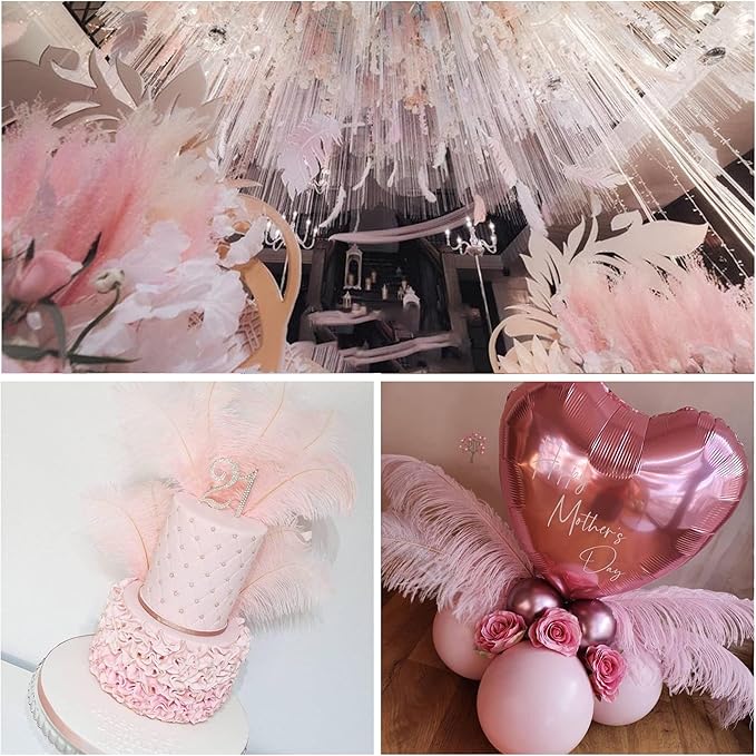 Larryhot Pink Long Ostrich Feathers - 16-18 inch 10pcs Feathers for Cfafts, Wedding Party Centerpieces and Home Decorations (Light Pink)