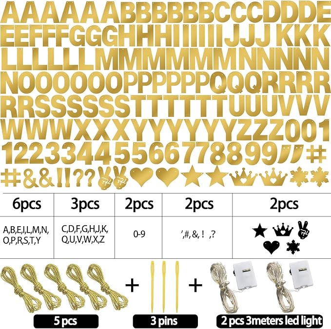 167Pcs DIY Glitter Customizable Banner Kit Custom Banner Happy Birthday Letter Banners Personalized Banners Decor for Christmas Baby Shower Birthday Party Decorations Supplies(Shiny Gold)