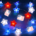 15FT 40 LEDs 4th of July Decorations String Lights Battery Operated, Red White and Blue Star American Flag Fourth of July Lights for Independence Day Memorial Day Patriotic Home Table Party Decor