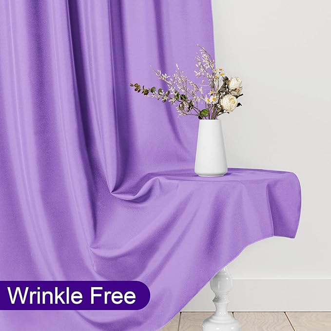 DWCN 10x8 FT Lavender Backdrop Curtains for Parties, Photography Backdrop Drapes with Rod Pockets for Wedding Decorations Stage Birthday Family Gatherings, 2 Panels 5ft x 8ft