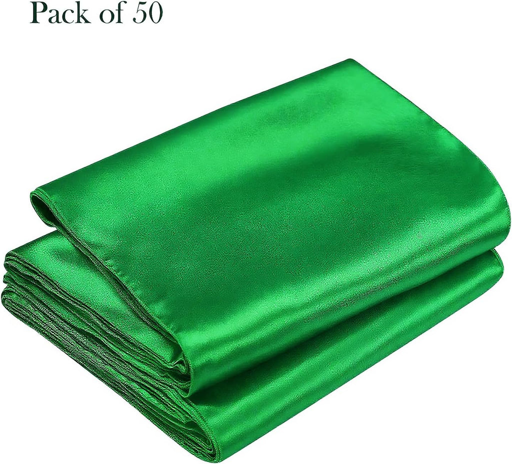 Pack of 50 Satin Green Chair Sashes Bows 7x108 Inches Chair Ribbons Ties for Wedding Party Birthday Anniversary Ceremony Bridal Shower Christmas Events Decor