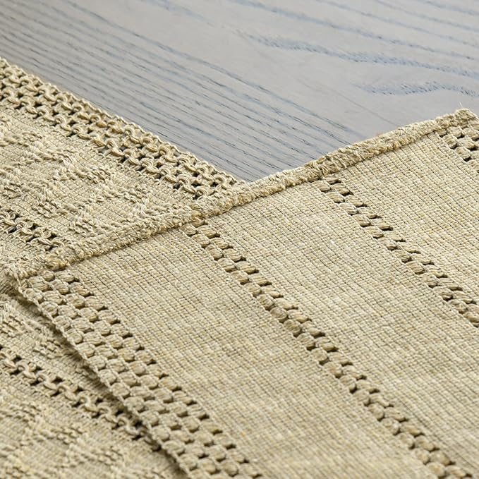 Artoid Mode Burlap Brown Farmhouse Woven Rustic Hollow Table Runner, Seasonal Holiday Hollow Kitchen Dining Table Decoration for Home Party Decor 12x72 Inch