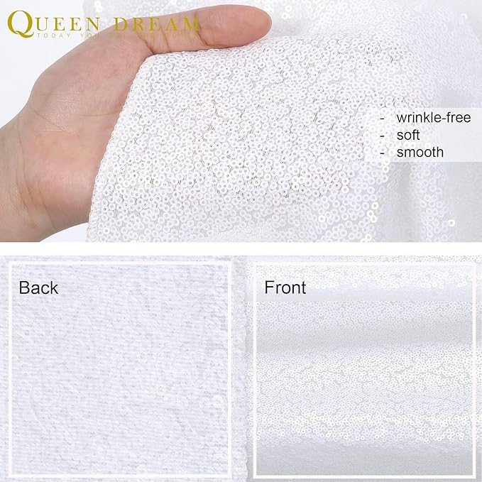 8ft x 8ft White Sequin Backdrop Curtain Sparkle Photo Backdrop for Wedding Birthday Wall Background Decorations