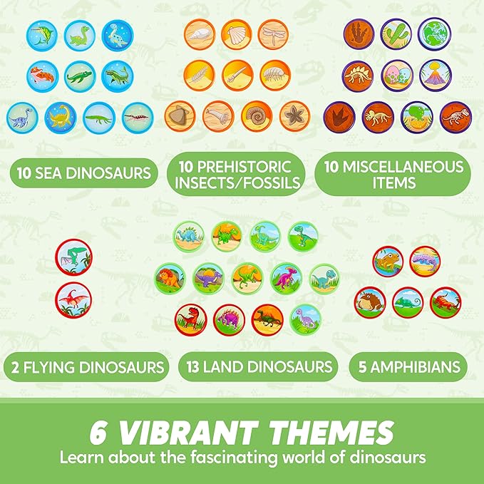 JOYIN 50PCS Dinosaur Stamps for Kids, 50 Different Designs, Fossils, Sea Creatures, Stamps for Dinosaur Party Favors, Easter Egg Stuffers, Halloween, Christmas, Birthday Gifts