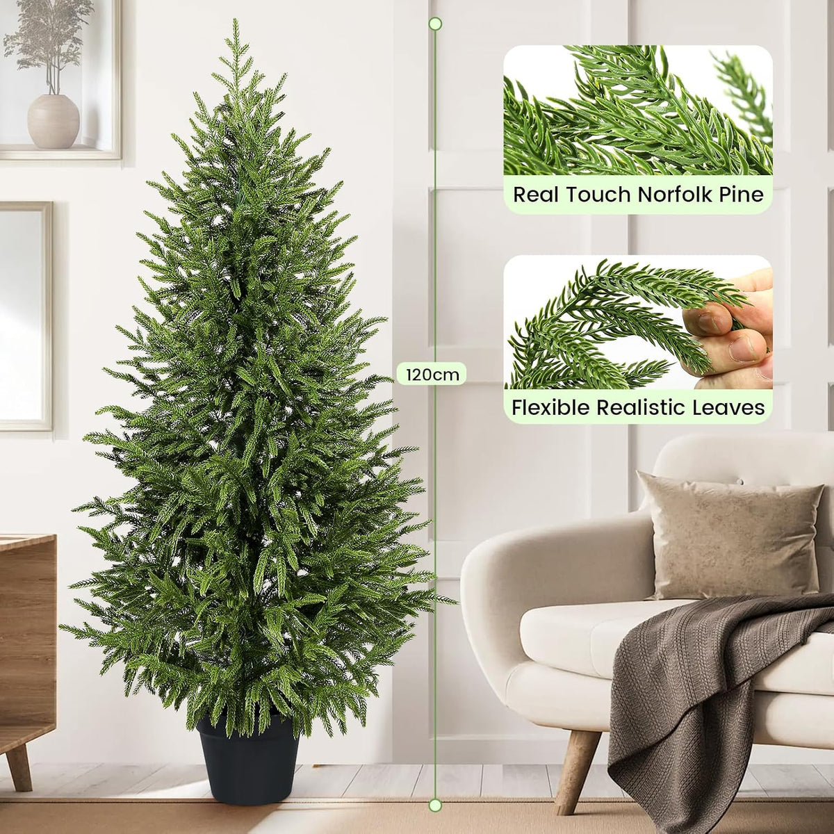 4ft 2pack artificial cedar topiary trees 2 pack,real, side view