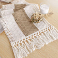FEXIA Boho Table Runner for Home Decor with Tassels 72 Inches Farmhouse Long Pottery Barn Furniture Rustic Macrame Burlap Table Decoration for Living Room Bridal Shower (12x72 Inches)