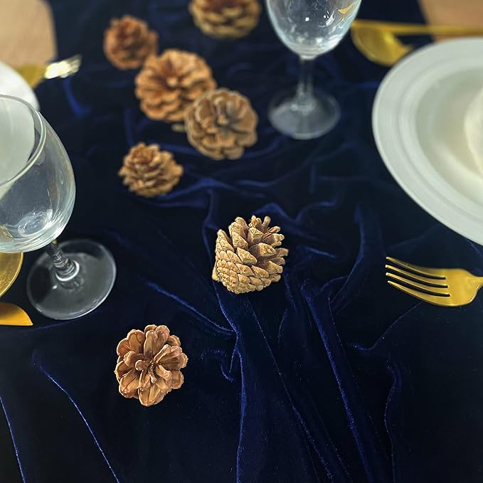 Velvet Table Runner, 10ft Luxurious Wedding Reception Decorations Soft Velvet Fabric Table Linen Overlay for Party (20 x 120 inch, Navy)