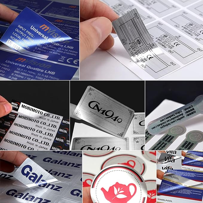 Custom Logo Stickers for Business, Personalised Logo Labels, Waterproof, Perfect for Branding & Packaging (Brushed Silver)