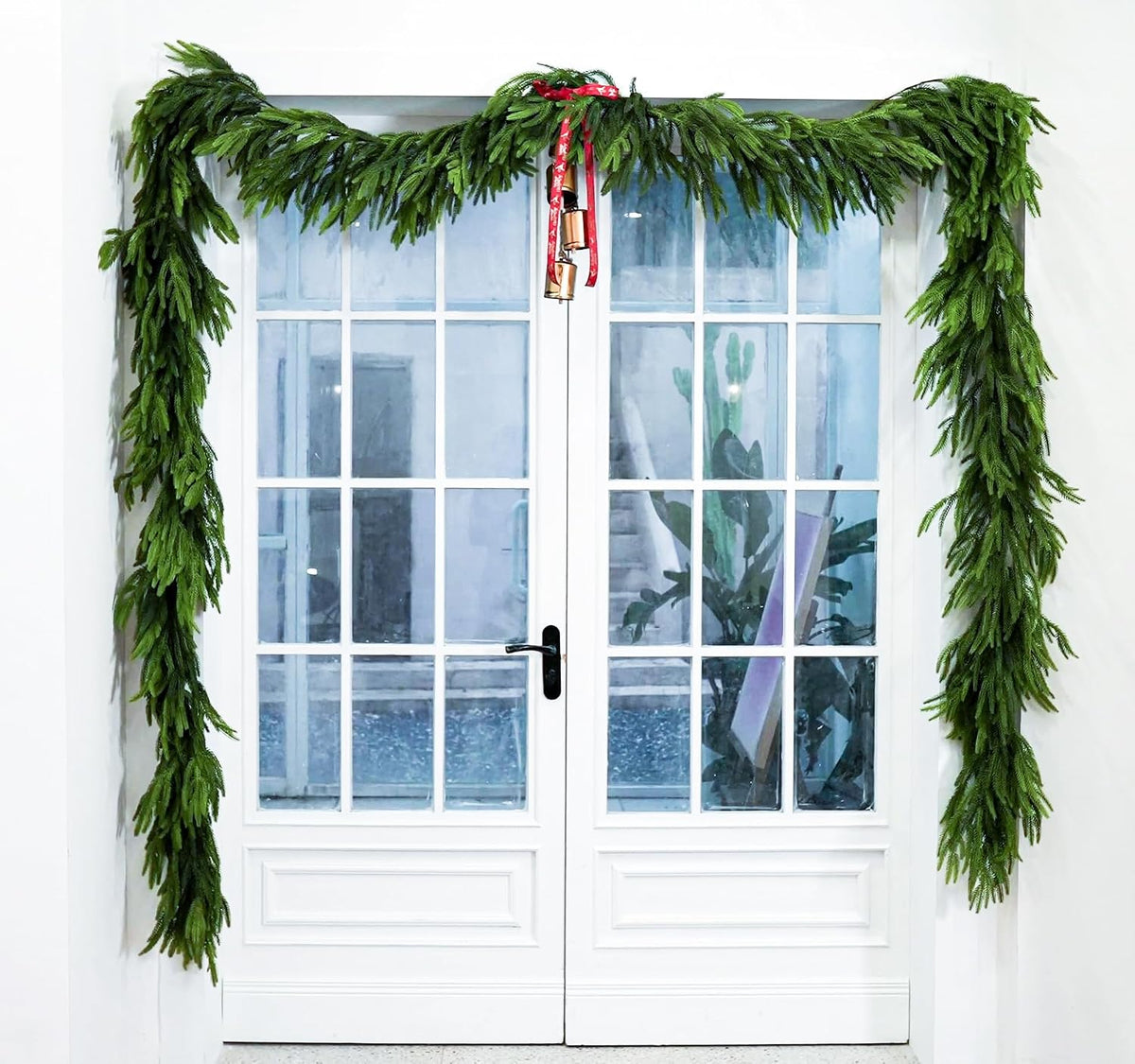 12ft (2pcs 6ft) extra full christmas garland real, side view