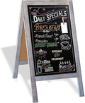 Ilyapa Wooden A-Frame Sign with Eraser & Chalk - 40 x 20 Inches Magnetic Sidewalk Chalkboard – Grey Menu Display for Restaurant, Business or Wedding