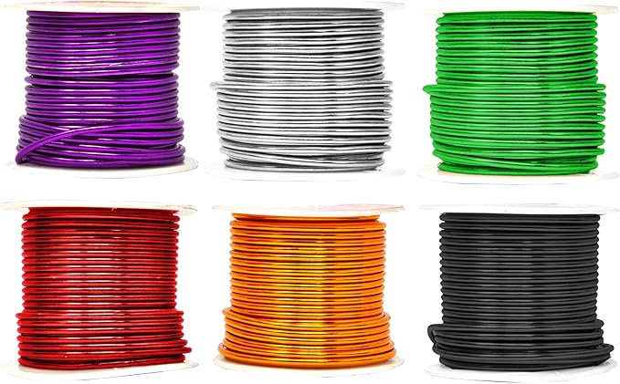 Mandala Crafts 12 Gauge Anodized Aluminum Craft Wire for Jewelry Making - 276 FT Colored Flexible Silver Black Gold Purple Red Kelly Green Wire - Bendable for Bonsai Armature Crafting Sculpting