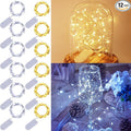 WATERGLIDE 12 Pack Fairy Lights Battery Operated (Included), 7 ft 20 LED Mini String Lights, Waterproof Silver Wire Firefly Starry Light for DIY Wedding Christmas Party Decor, 6 Warm White & 6 White