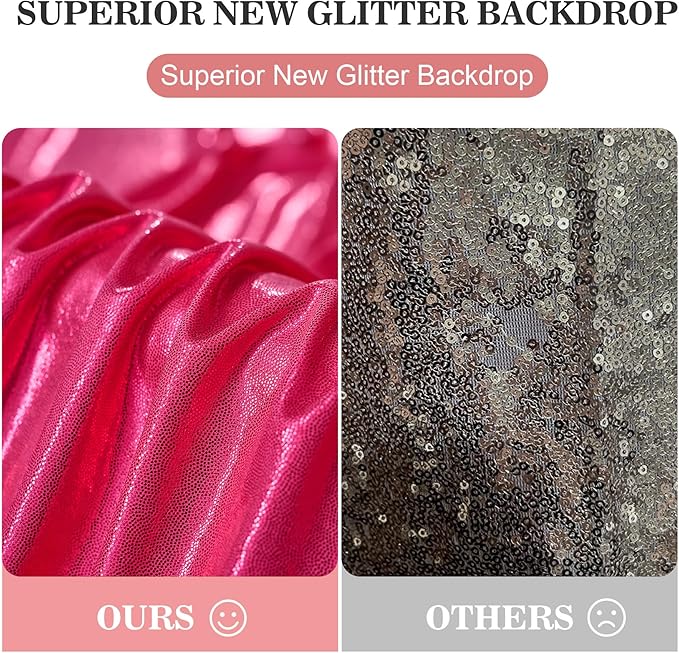 20x10ft Thick Hot Pink Glitter Backdrop Curtain Panels for Parties, Wrinkle Free Sequin Sparking Photo Backdrop Drapes, 4 Panels 5x10ft Shimmer Back Drop Cloth for Wedding Birthday Photography