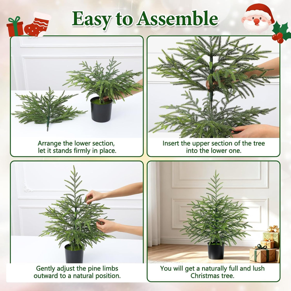 2 ft real touch christmas tree with lights, view 9