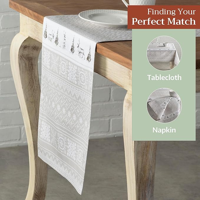 Maison d' Hermine Table Runner 100% Cotton Double Layer Table Runners 108 inches Long for Thanksgiving Christmas Decorations Home Kitchen Dining Party Wedding (Cozy Christmas, 14.5" x 108")