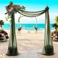 MDS Halloween Chiffon Draping Fabric - 2 Panel, 30" Wide x 100ft Long - Sheer Spooky Arbor & Canopy Drapery for Haunted House Backdrops, Party Ceilings, DIY Costumes & Themed Events - Olive Green