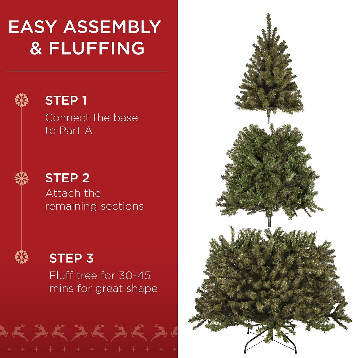 best choice products artificial christmas tree, 7.5ft premium showing dimensions