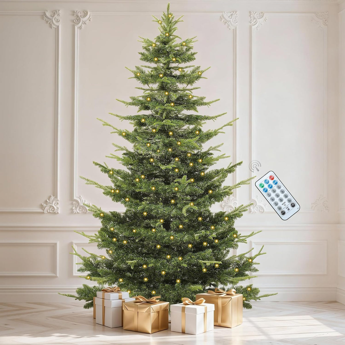dwvo 6.5ft prelit iced aspen fir artificial christmas, main product view