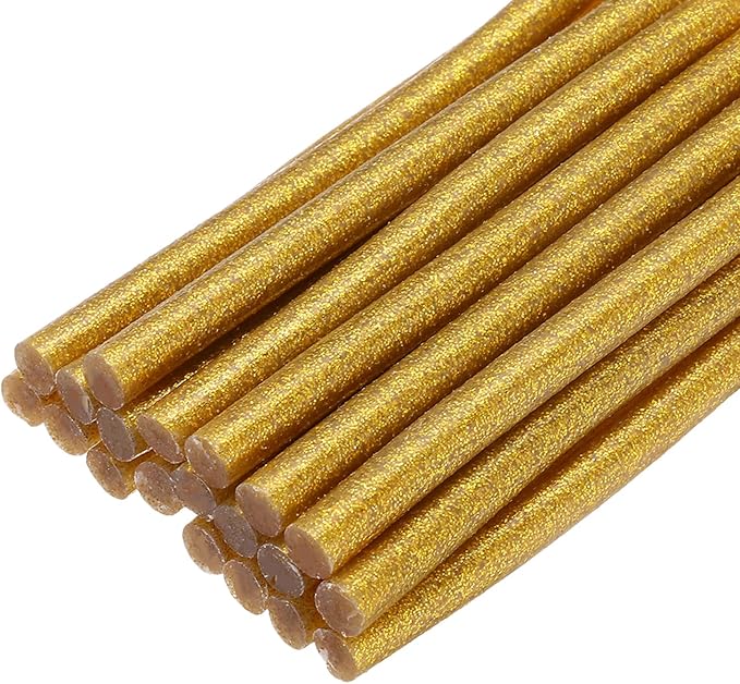 uxcell 20pcs Hot Glue Sticks for Glue Gun 7mm/0.28-inch x 4-inch Mini Hot Melt Adhesive Glue Stick Glitter Gold