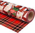 Ulmasinn Reversible Christmas Wrapping Paper Roll - 17" x33ft Double-Sided Designs with Santa and postcard & Plaid for Xmas Gift Wrap for Presents, Table Decor & Crafting